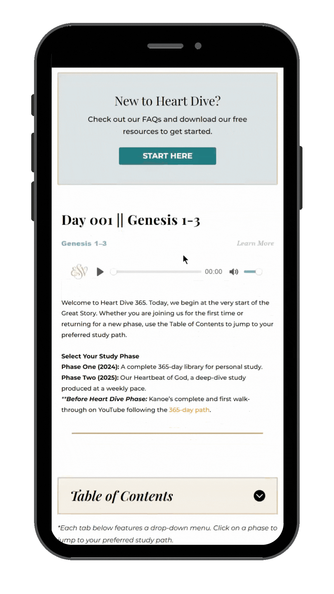 We’ve made it easier than ever to dive deep. You don’t have to search through different sections of the site to find the right phase. Every single day of our 365-day plan has its own dedicated "Daily Hub" page.